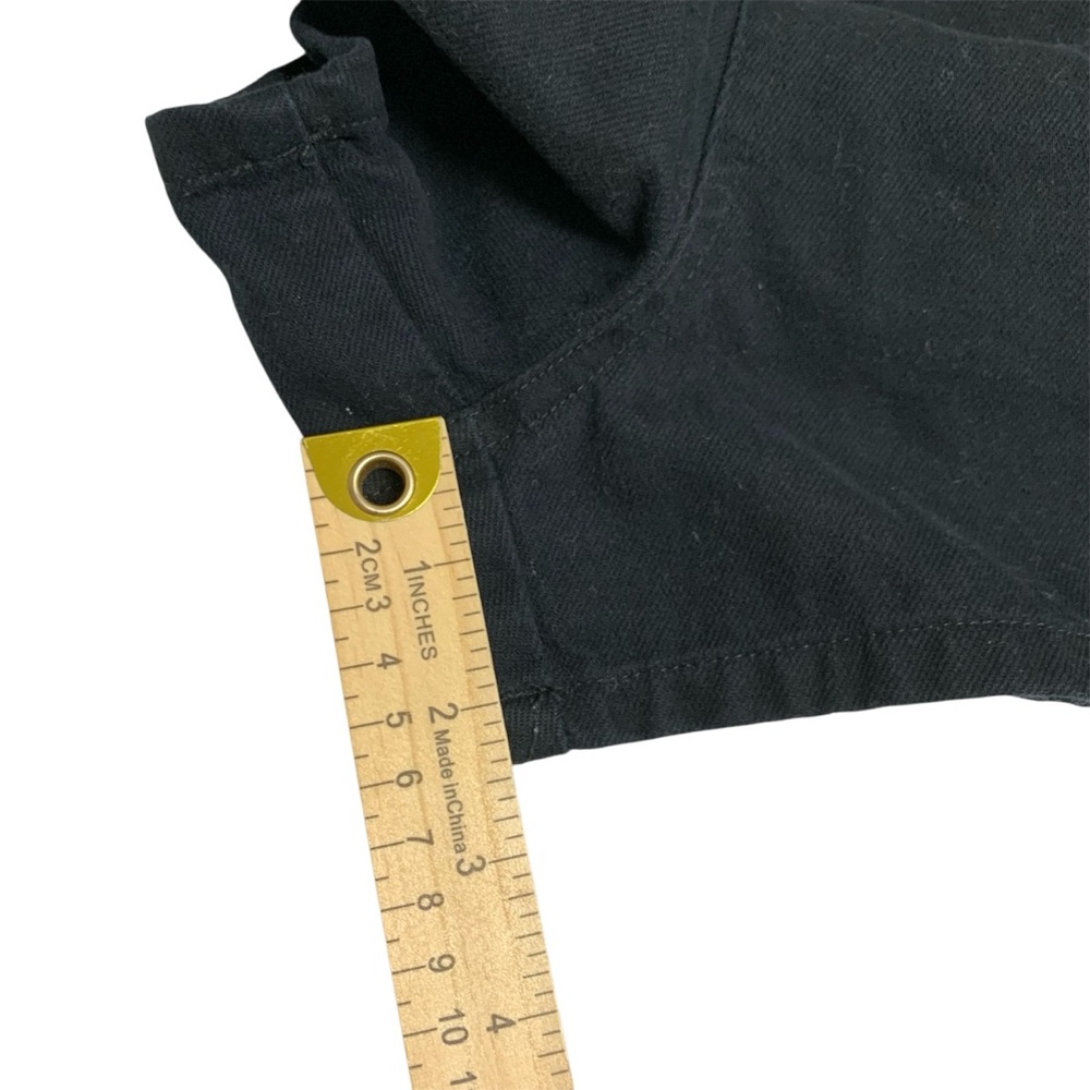 Black Denim Cotton Overalls Shorts Romper Adjustable Straps Sz M Patch Pockets - Picture 11 of 11
